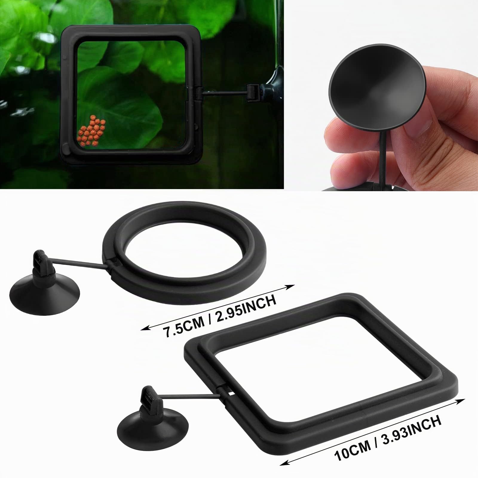 cobee Anneau de Nourriture pour Poissons, 2 pièces Distributeur de Nourriture pour Poissons Aquarium réservoir Accessoires Tortue Distributeur de Nourriture Cercle pour Guppy, bettas (Noir)