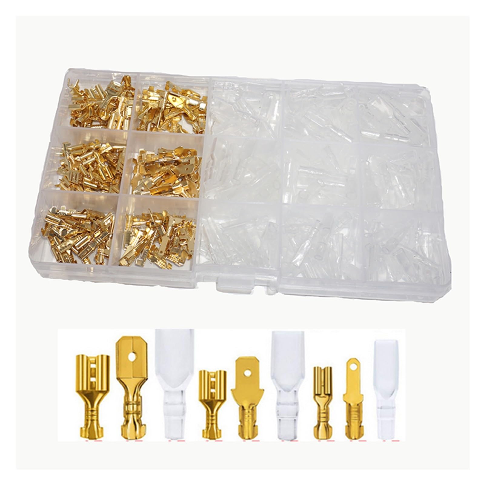 Kit surtido de terminales de crimpado eléctricos, macho y hembra, pala 2,8 4,8 6,3mm(320pcs Brass Set)
