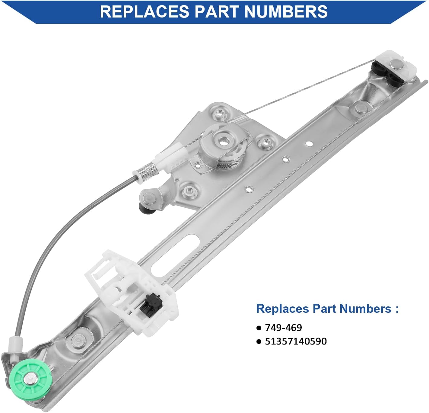 Obaee 749-469 Rear Right Passenger Side Power Window Regulator Without Motor Compatible with BMW E90 E91 323i 325i 328i 330i 335i M3 2006-2012, Replace OE 51357140590