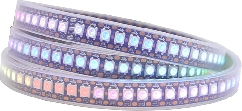 WS2812B Tira LED RGB direccionable individualmente de 3.2 pies 5050 Smart Flexible Dream Full Color 144Pixelsm Negro PCB Luz IP67 Impermeable DC5V