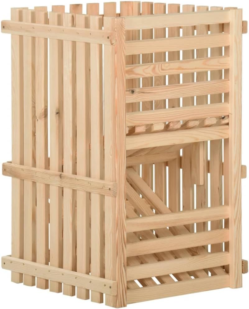 Kitchen Potato Box Storage Bin - Solid Pine Wood Vegetable Organizer with Ventilated Design, Rustic Countertop Pantry Crate, 19.7 x 19.7 x 31.5 Inches