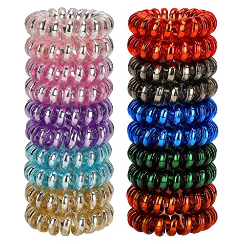 JessLab Elastici per Capelli, 20Pcs Fascette per Capelli, Cordless Telefono Senza Piega Danni, Bracciale Spirale Plastica Bobina Supporti per Coda di Cavallo, Fascia per Ragazze/Donna Regalo