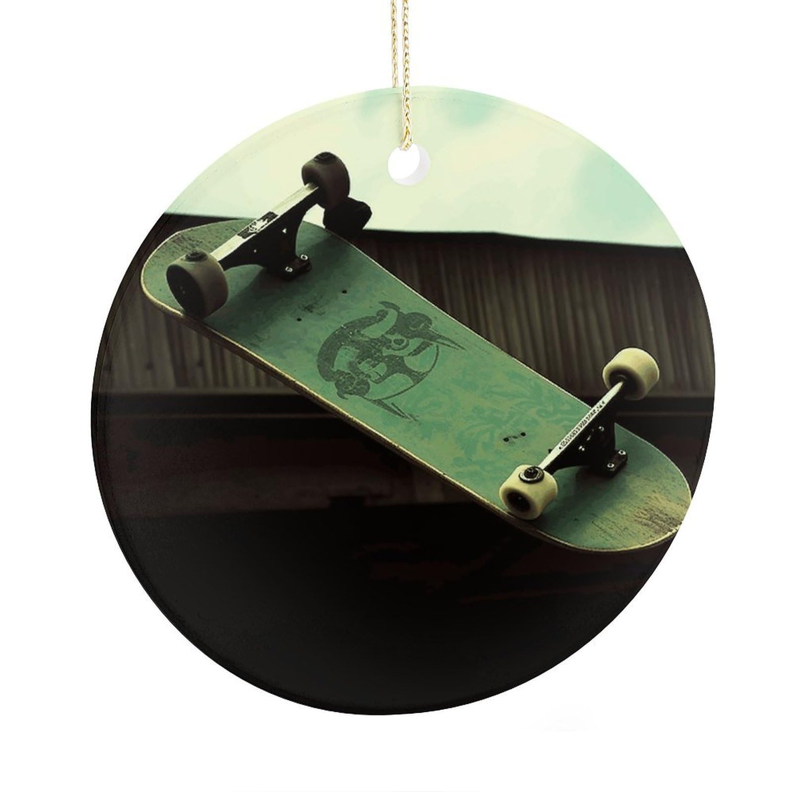Adfgyerh Style Skateboard Ceramic Circular Pendant,2.9 Inch，Hanging Ornament，Gift Exchange Idea Round Ceramic Ornament,For Mom And Daughter，For Home Indoor Outdoor Decor.
