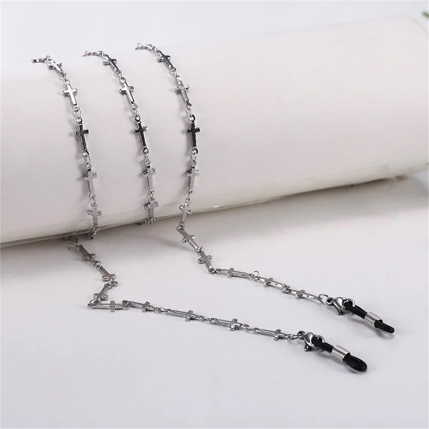 Eyeglass Chains For Women 2Pcs Stainless Steel Cross Sunglasses Chain Reading Glasses Strap Gothic Eyewear Cord Eyeglass Neck Rope Gift for Women Men