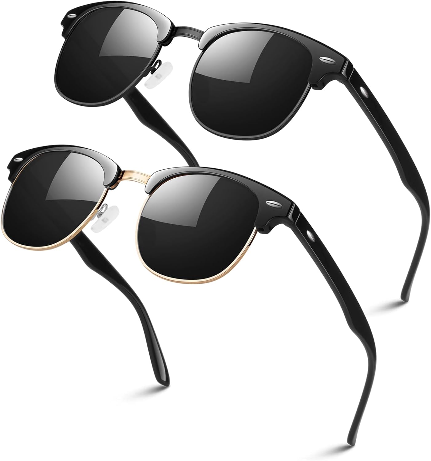 (2 Pack) B Shinny Black | Black | Black Rim / Shinny Black | Black | Golden Rim