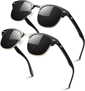 Polarised Sunglasses Mens Womens Retro Black Shades UV400 Protection