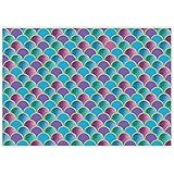 Allenjoy 7x5ft Soft Fabric Under The Sea Little Mermaid Scales Backdrop for Photography Pictures Girls Birthday Party Gold Glitter Purple Blue Newborn Princess Baby Shower Decoration Photo Booth Props