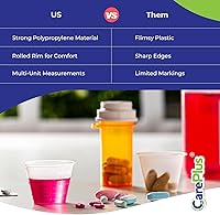 Vista 7 de Vasos medicinales desechables (200 unidades – 1 onza) – Vasos medidores y dosificadores de plástico resistentes con medición en relieve fácil