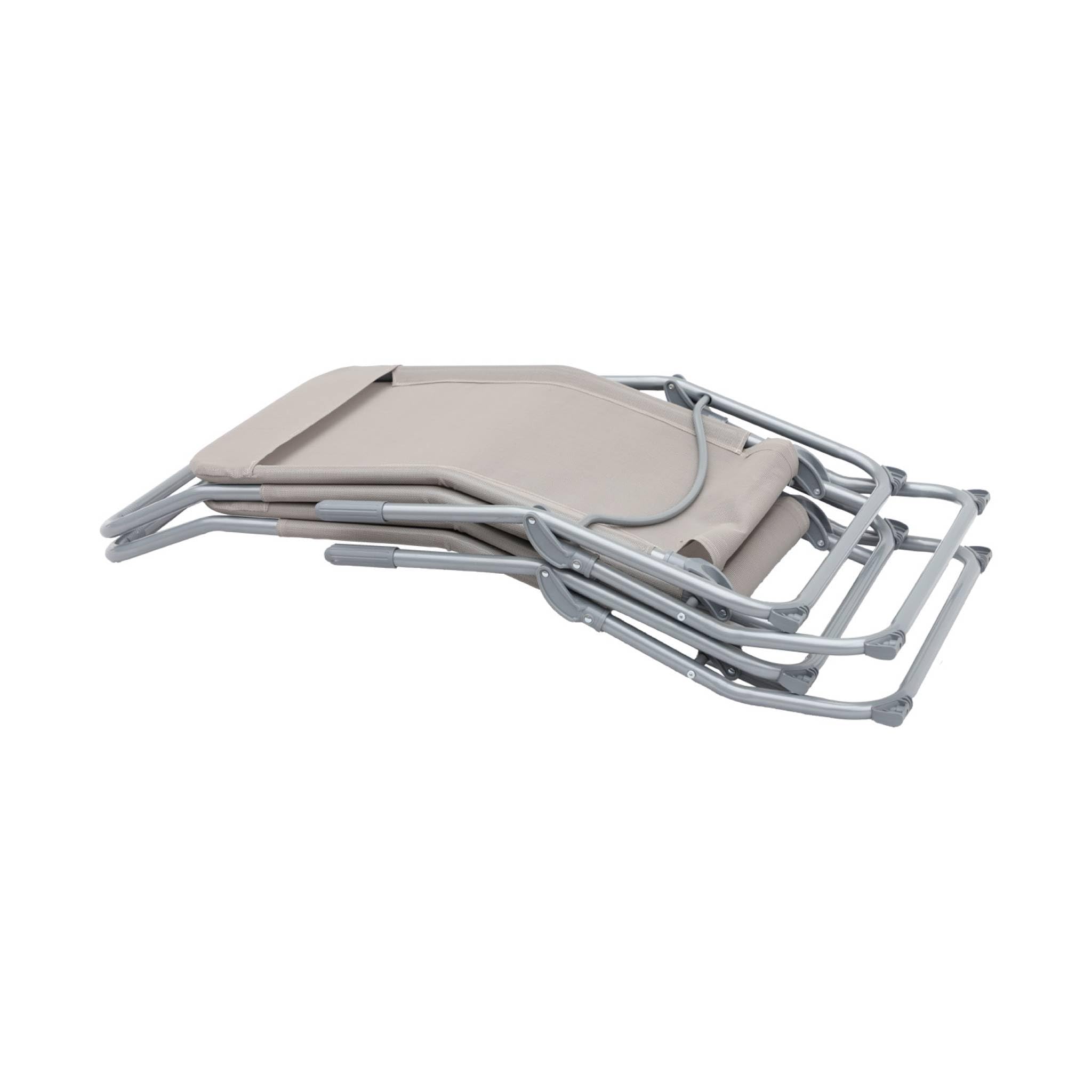 Set 2 sdraio in textilene multiposizione Grigio bruno - 60x165x70 cm
