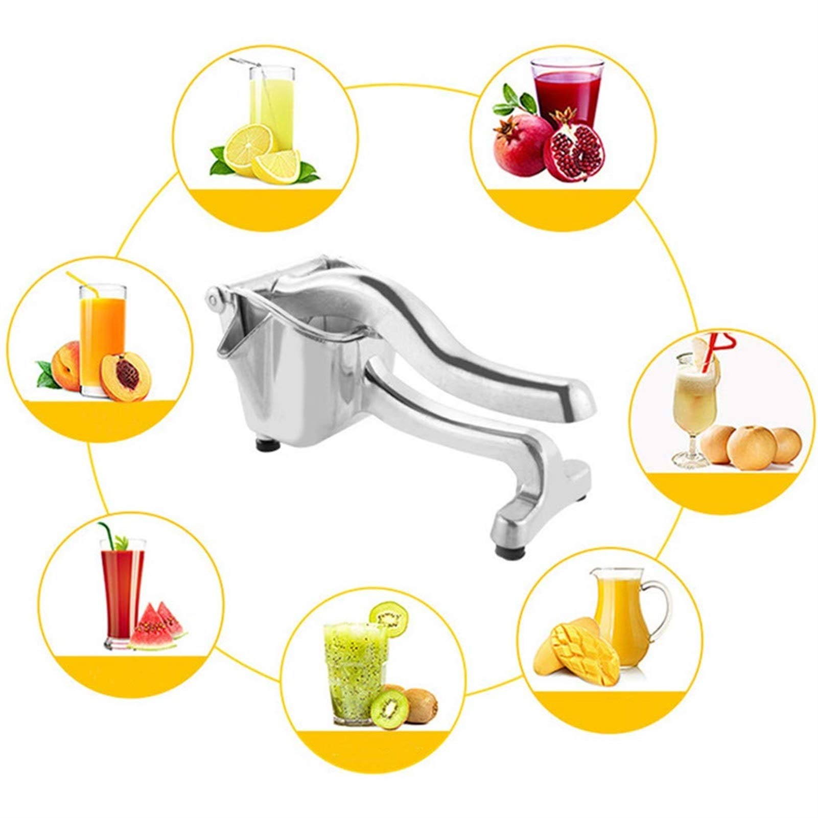 Manuelles Entsafter Hand Squeezer Handheld Heavy Duty Press Citrus Juicer Zitrone Lime Orange Apfelsaft Limonade Cocktailsaft (Color : Bright Silver)