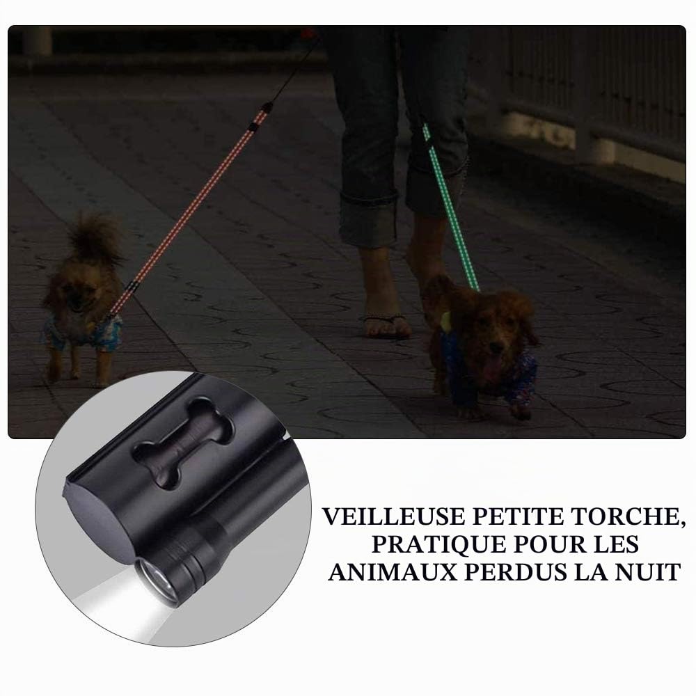 Laisse Double rétractable pour Chien, Laisse Double 3 m pour Deux Chiens Laisse Double Flexible pour Chien avec poignée antidérapante, pour Chiens de Petite et Moyenne Taille