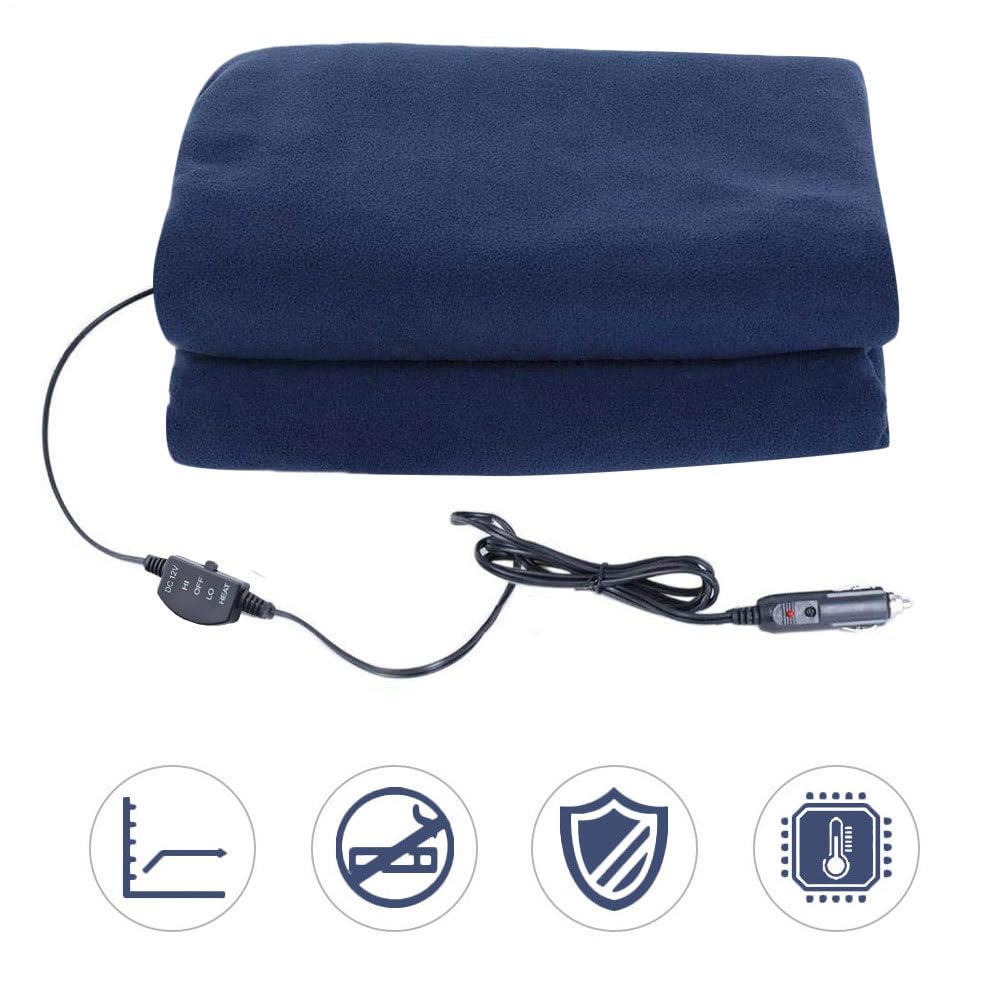 Generico Manta de forro polar, 12 V, 3 niveles, elige manta eléctrica para coche – Suministros para la calefacción del coche aptos para climas fríos, viajes, camping de larga distancia