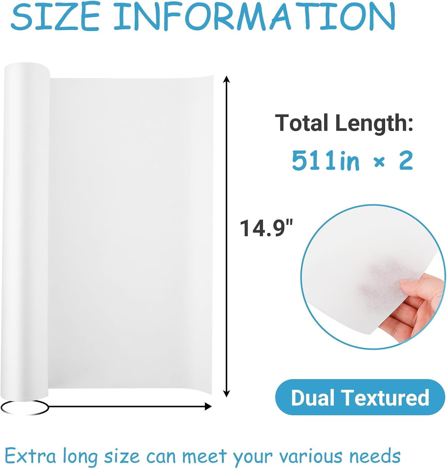 EcoBrisa 2Roll Wet Strength Tissue Paper 14.9"W x 511"L Gift Wrap Tissue Paper White Handmade Art Craft Supplies Weddings Birthday DIY Project Festival Wrapping Decor Etc Resistant to Tearing When Wet