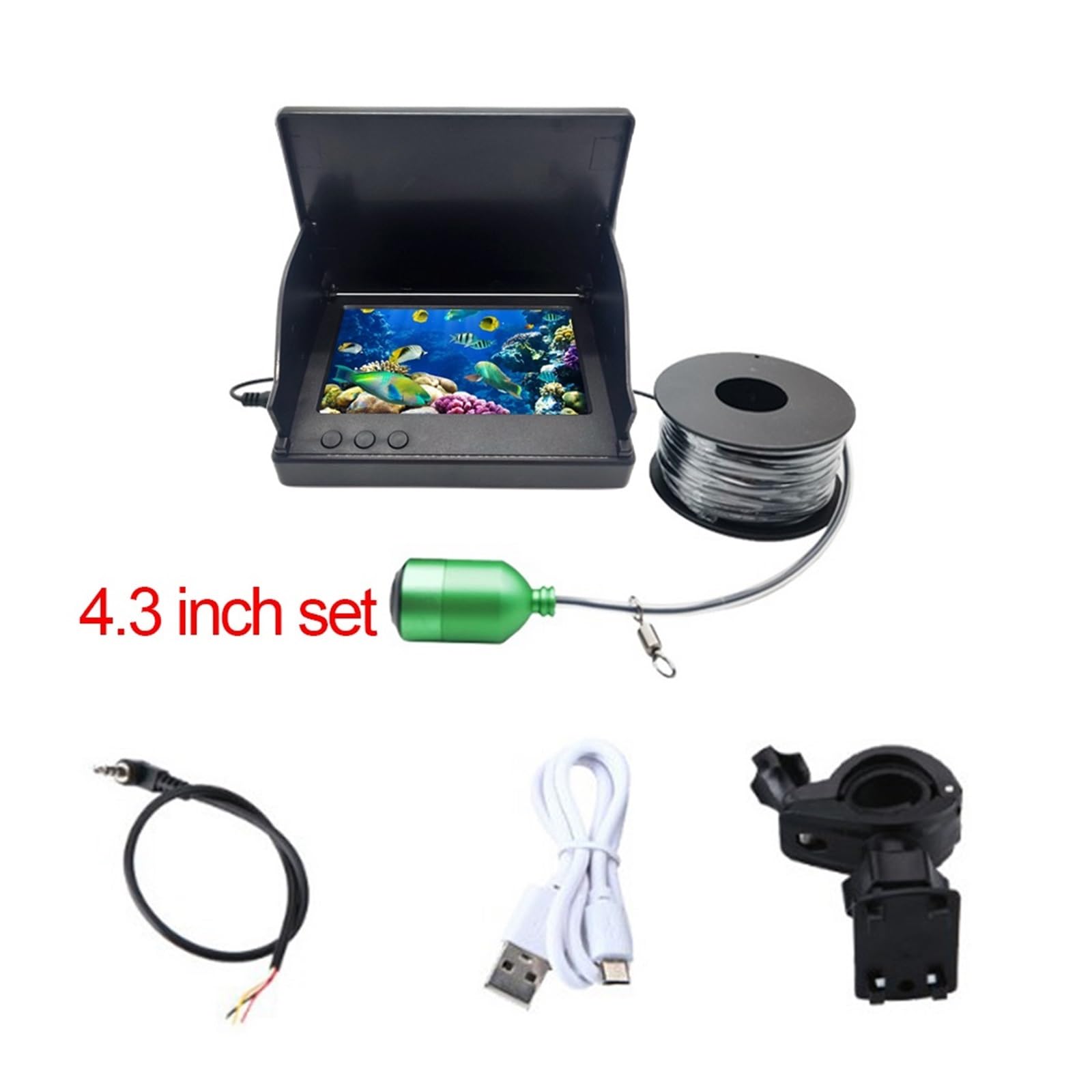 Kit de buscador peces vídeo, cámara pesca, visión nocturna oscura, pantalla Monitor LCD 4,3/5 pulgadas, dispositivo conjunto subacuática 80-100m profundidad,Equipo Profesional(Set-A 4.3 inch)