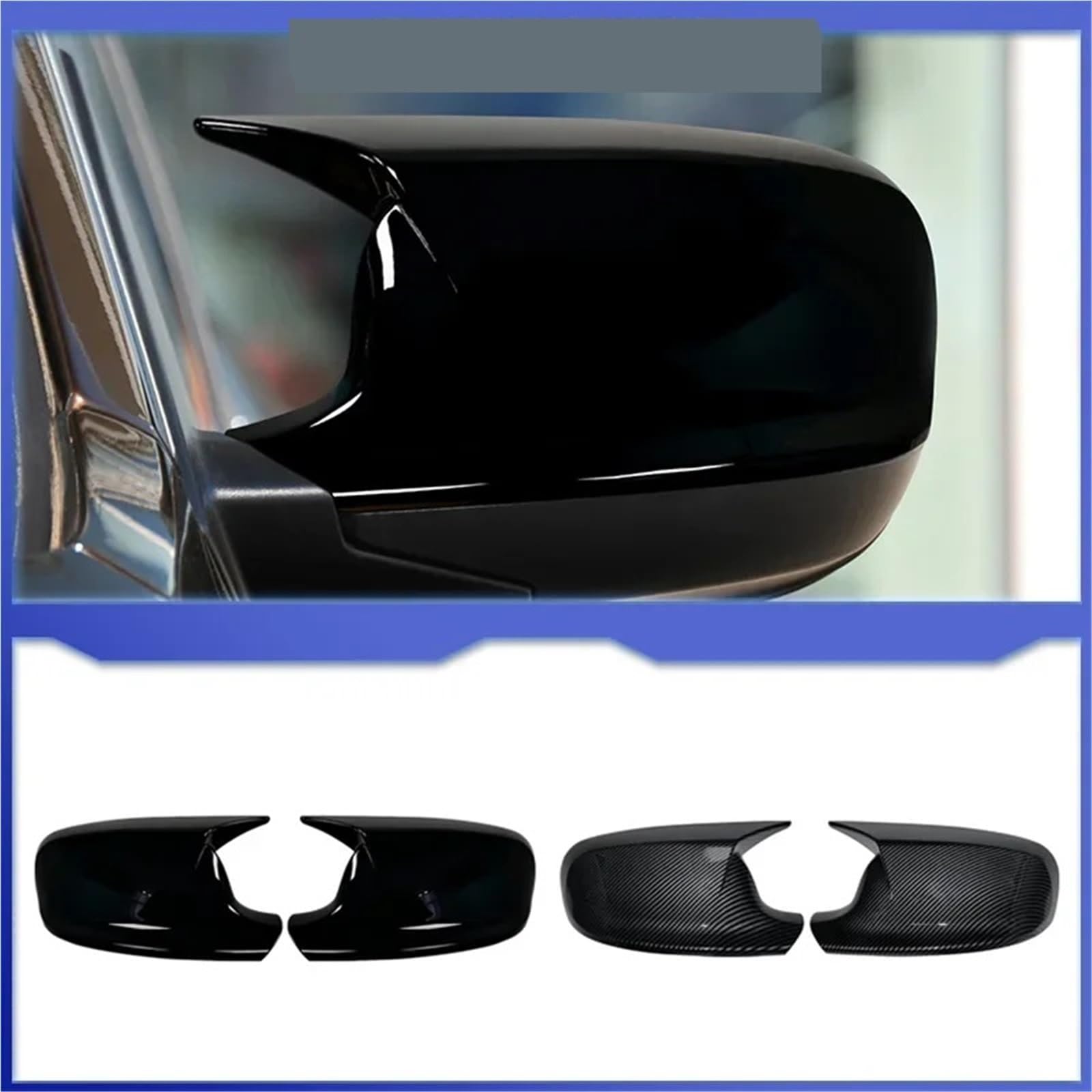 Auto Spiegelkappen Für X3 F25 X1 E84 Pre-LCI 2010–2013 | Schwarzer Carbon Style Rückspiegel-Abdeckkappen-Koffer(Gloss Black)