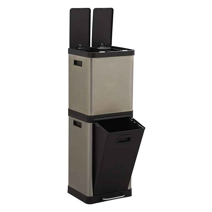 Buy Design Trend Silver Stainless Steel Recycling Trash Can Tower with