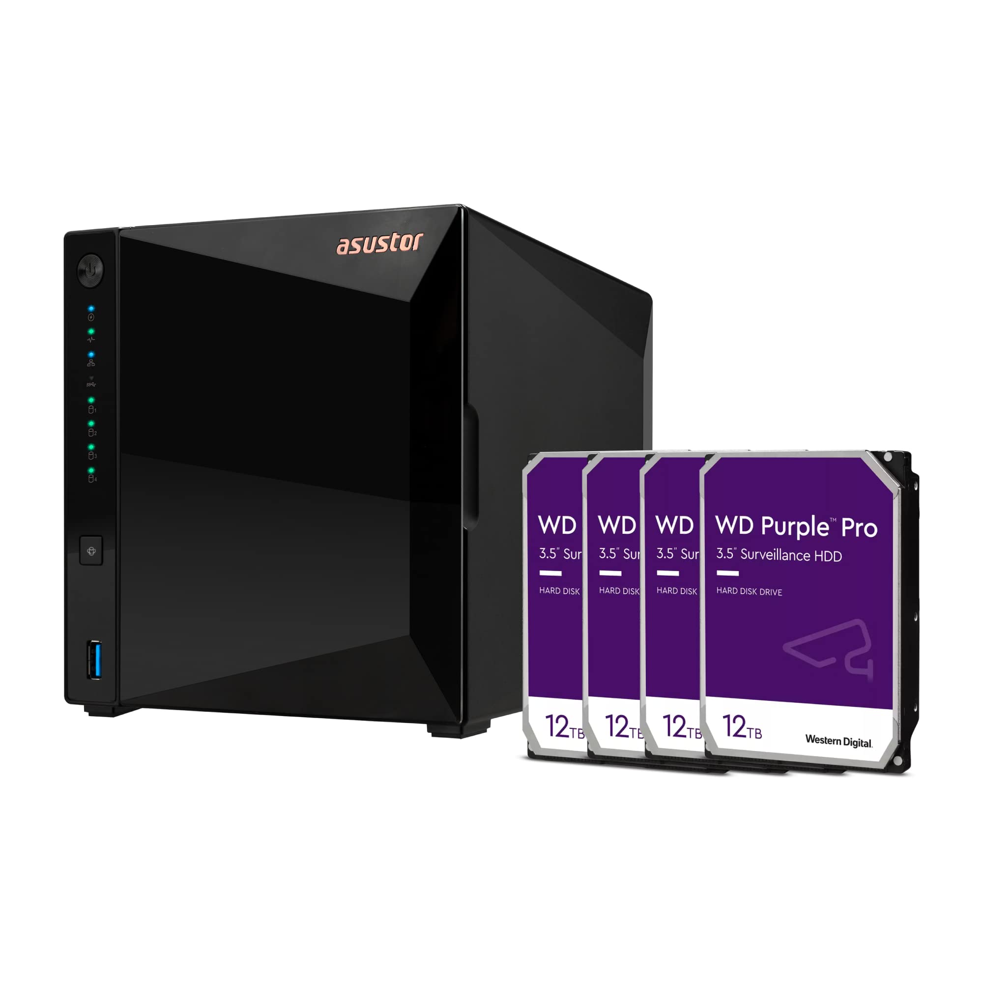 Asustor AS3304T 4 Bay NAS Quad-Core CPU, 2.5Gbe Port, 2GB DDR4 + 48TB HDD (Four 12TB HDD Included)