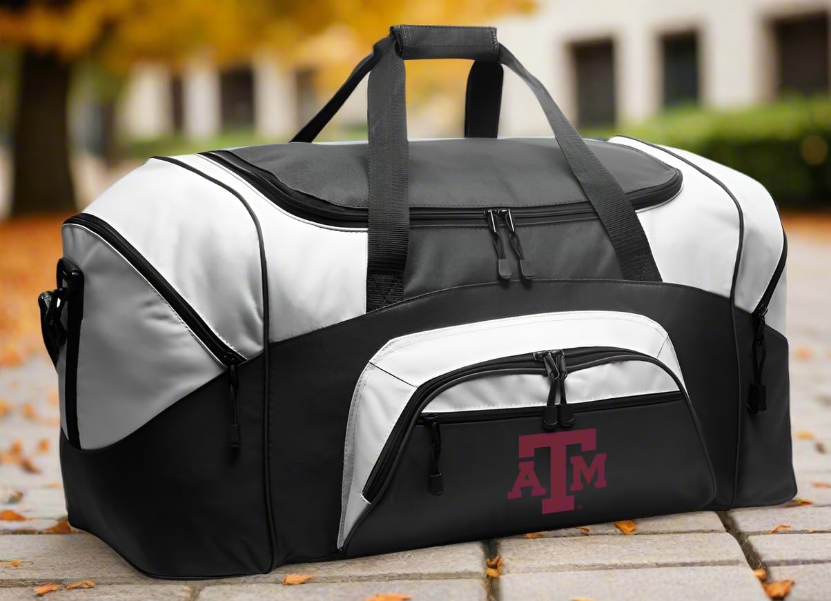 Texas A&M Duffel Bag Deluxe Texas A&M Suitcase or Sports Gear Bag (Black)