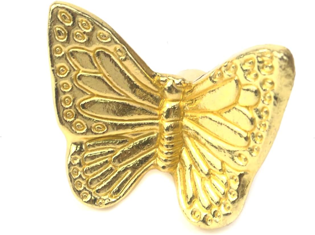 10 Pieces Vintage Butterfly Knobs, Single Hole Knobs with Screws for Furniture Home Drawer Pulls(Gold)