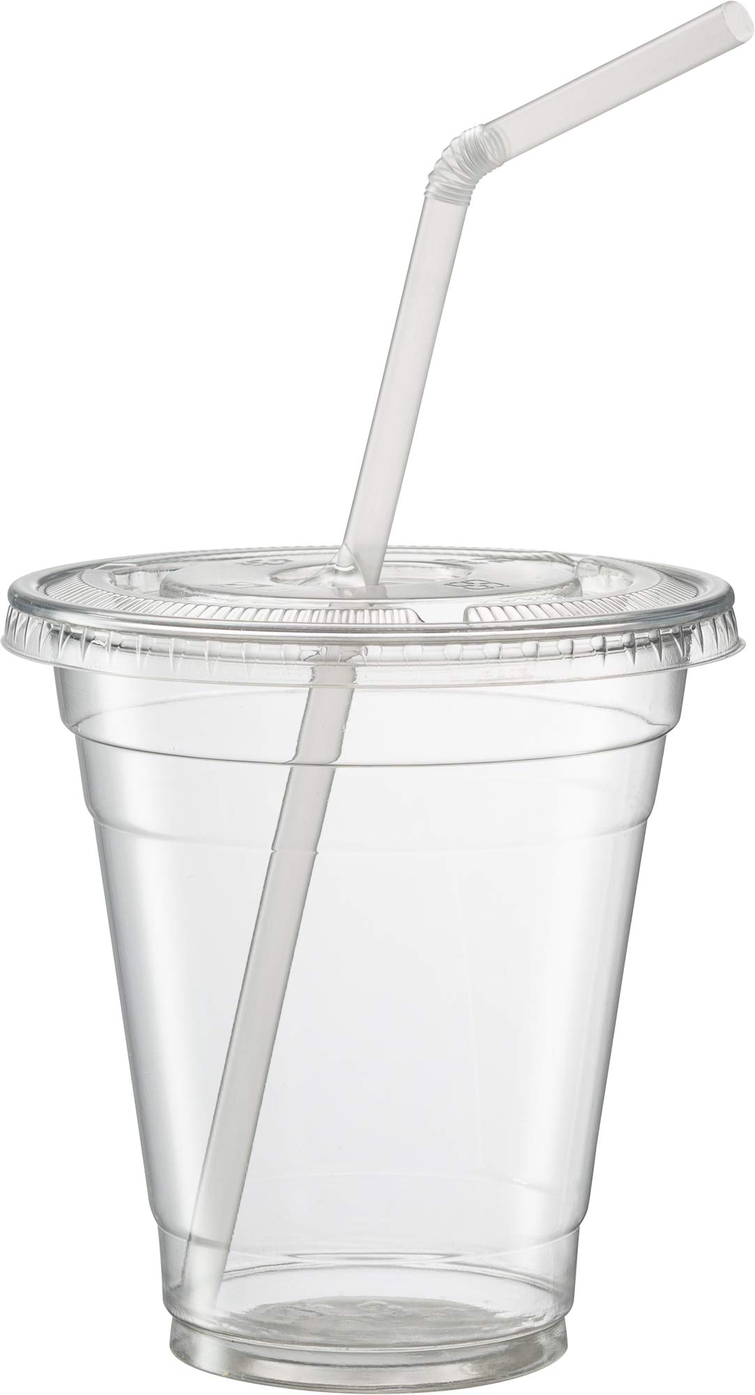 [50 Sets 16 Oz] Crystal Clear PET Plastic Cups With Flat lids for