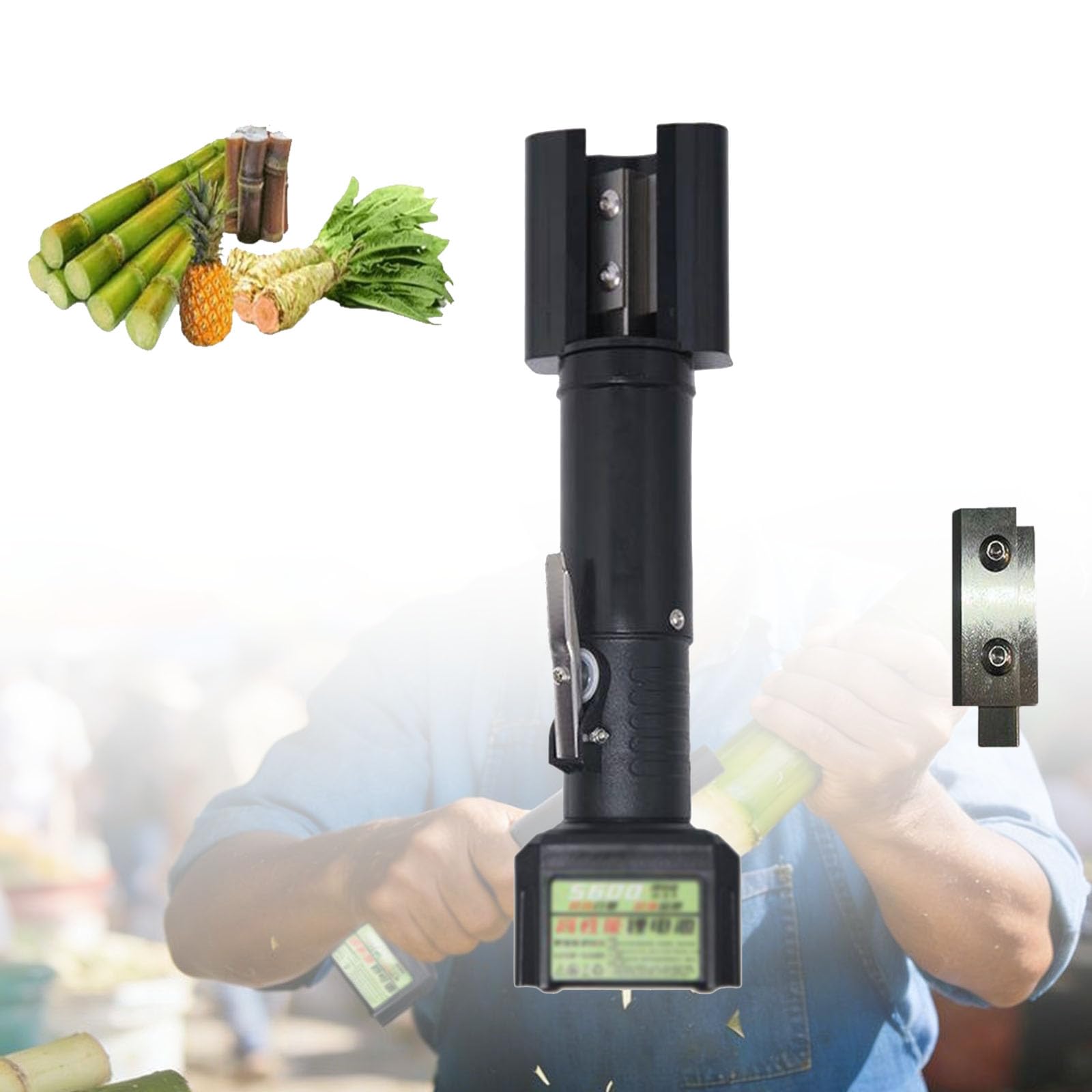 Pelapatate Elettrico per Canna da Zucchero, Sbucciatore Automatico per Canna da Zucchero, Pelatura Precisa in 3 Secondi, Nessun Danno alla Frutta, Motore in Rame Puro, 7500 Giri/min, per Cocco