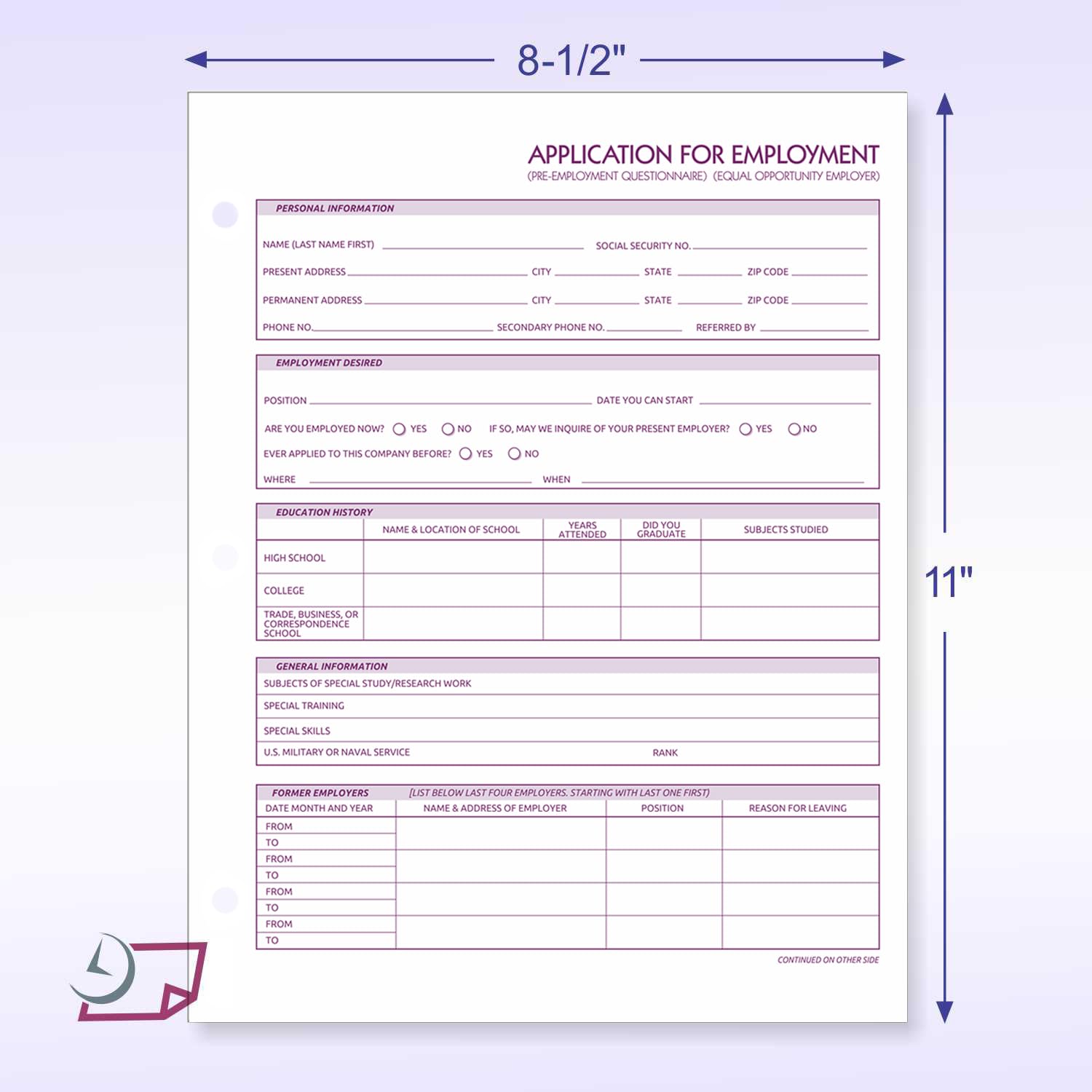 amazon-com-employment-application-forms-8-5-x-11-inches-pack-of-100-double-sided-3-hole-punched-white-paper-office-products for Job Application Form Printable Free Amazon.com : Employment Application Forms, 8.5 x 11 inches, Pack of 100, Double-Sided, 3-Hole Punched, White Paper : Office Products for Job Application Form Printable Free