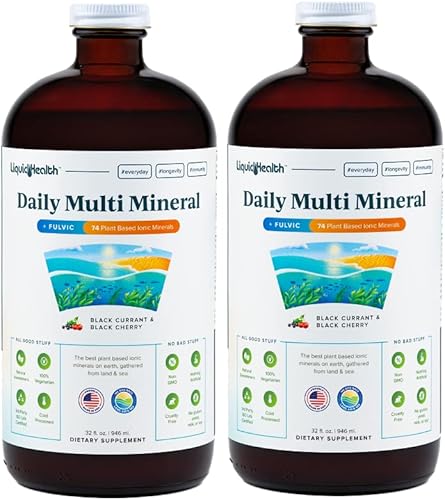 LIQUIDHEALTH Suplemento mineral diario de 32 onzas, altamente absorbente con ácido fúlvico, minerales iónicos a base de plantas, minerales del mar
