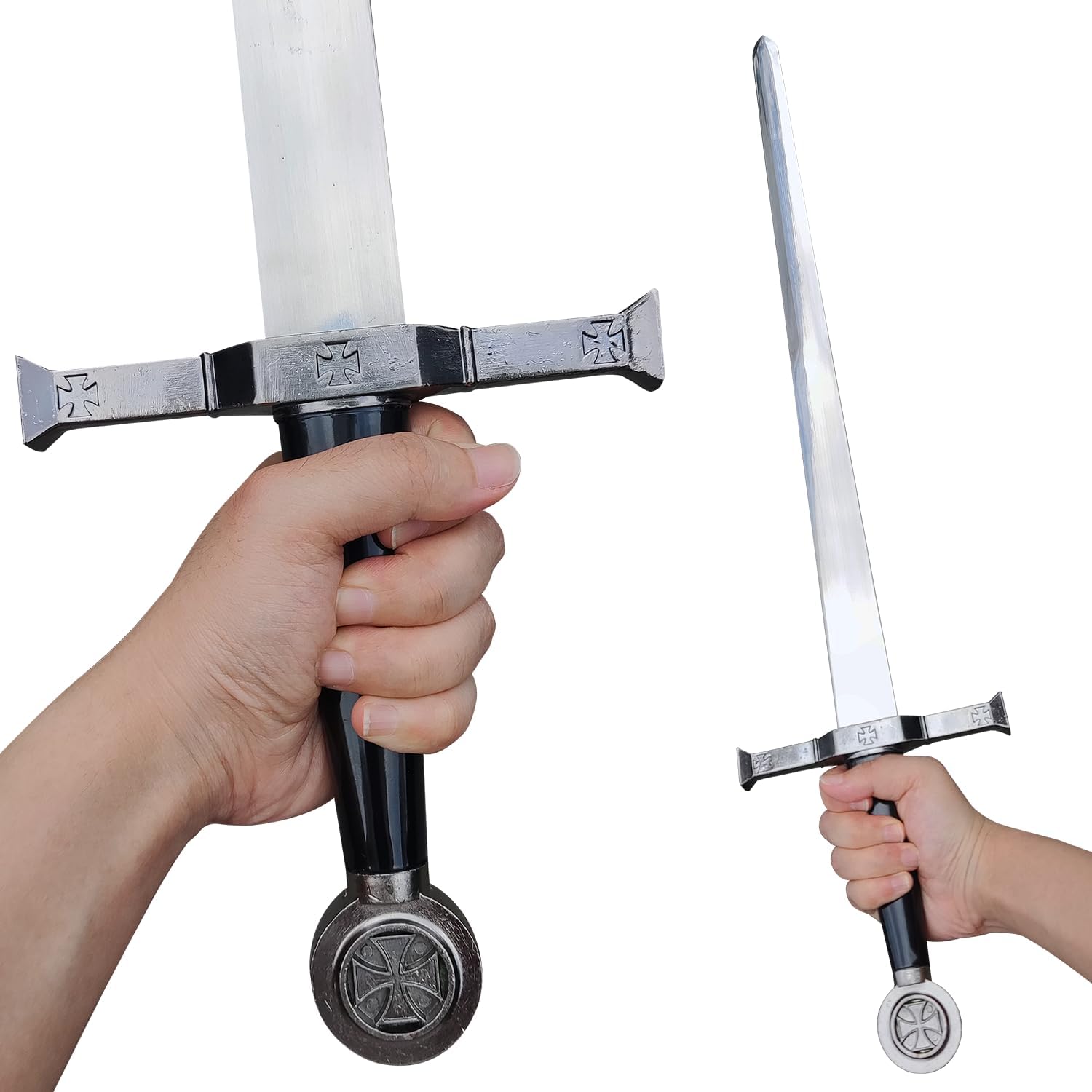 Stainless Steel Medieval Cross Crusader Knight Templar Sword for Collection, Cosplay, Display-33.9 Inch