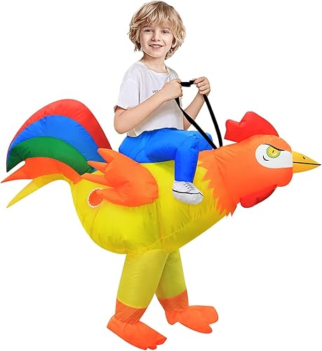 Stegosaurus Disfraz inflable de pollo para niños, disfraz de gallo de Halloween, disfraz divertido para niños y niñas, fiesta de cosplay