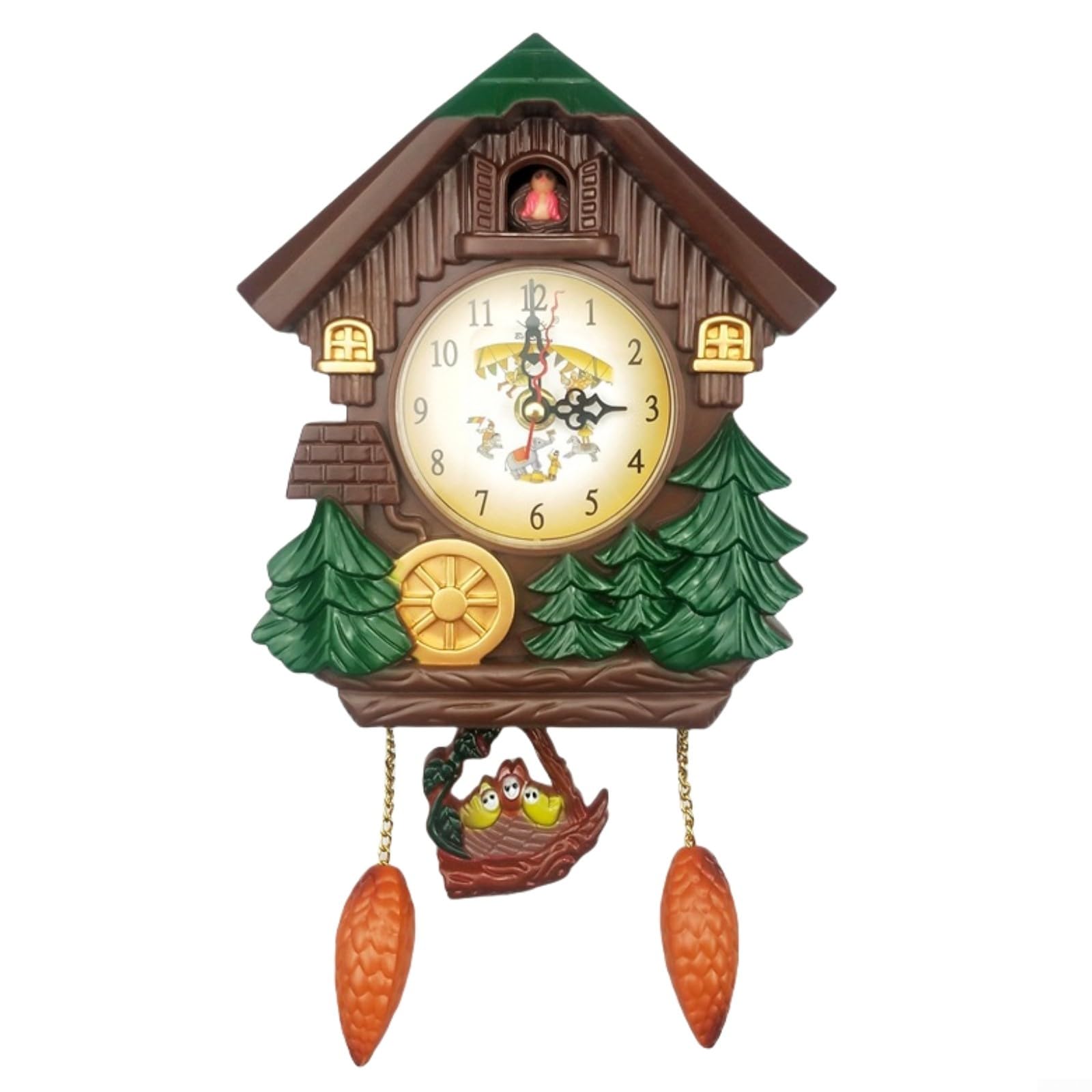 EasyByMall Modern Forest - Orologio a cucù (32 x 17,5 x 6 cm), colore marrone