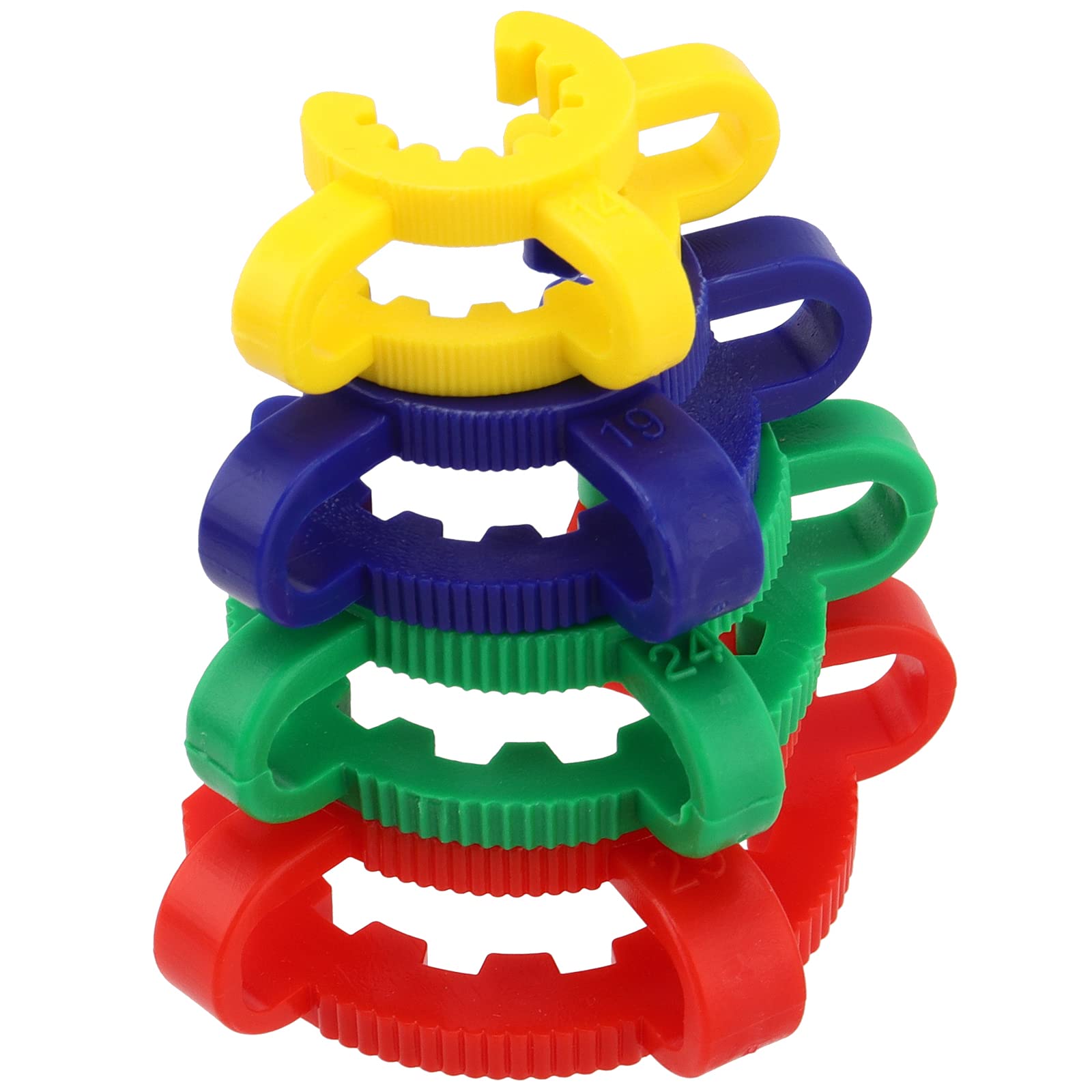 JEUIHAU 32 clips de plástico para juntas cónicas estándar, 14 mm, 19 mm, 24 mm, 29 mm, 4 tamaños y 4 colores