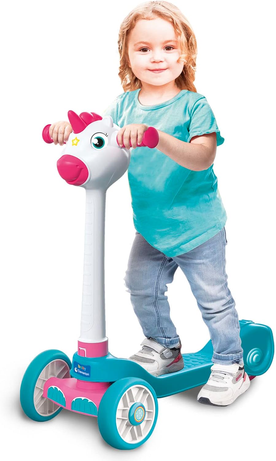 Clementoni- Unicorn Push 3-Wheeled Scooter for Toddlers: Fun & Safe First Scooter (2+ Years)