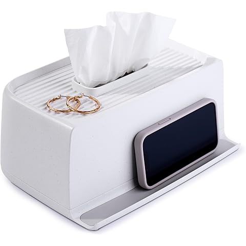YouCopia The Ledge Tissue Holder, Rectangular, Box Cover with Storage for Phones, Jewelry, Makeup and Accessories for Night Stand, Desk and Bathroom Organization