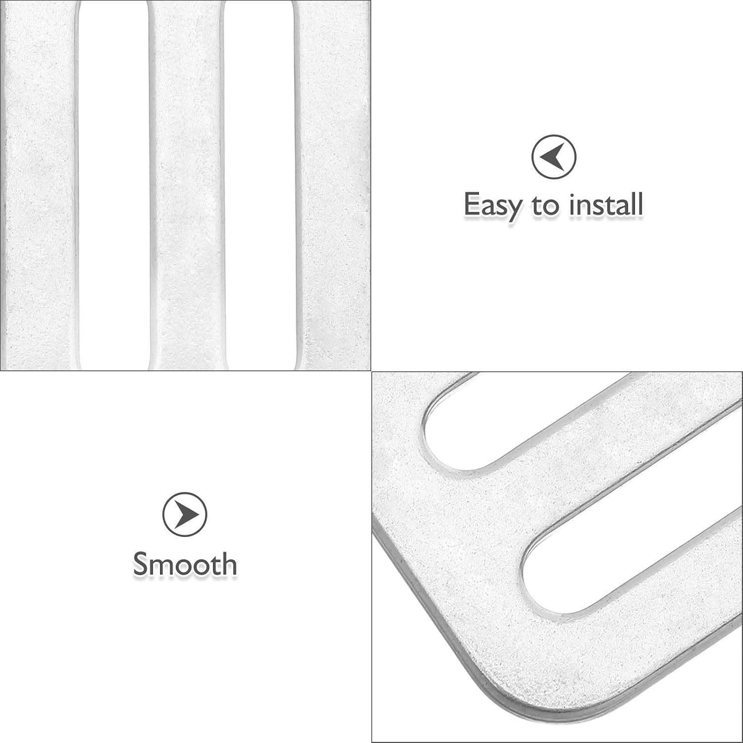 Stainless Metal Dive Weight Belt with Reliable Positioning and Smooth Finish 4pcs D Ring Buckles Rectangular Metal Slide Buckles Silver for Scuba Diving and Underwater Activities