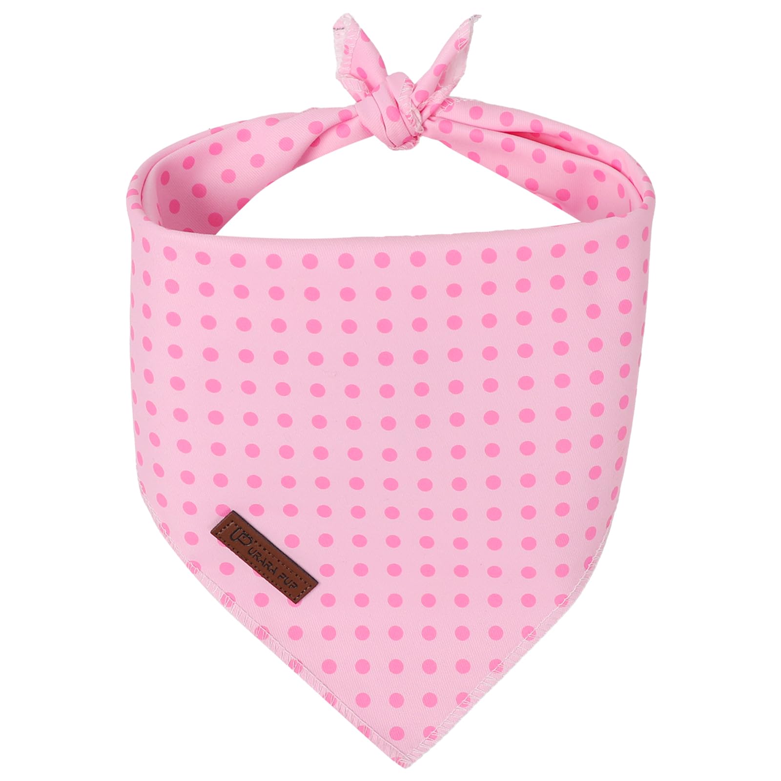 Pink Polka Dog Bandana, UP URARA PUP Puppy Bandana for Small,Medium Dog, Comfortable Cotton Triangle Bid Scarf Dog, Pet Kerchief for Girl Female Dogs or Cats, Fancy Fall Classic Dog Bid Scarf