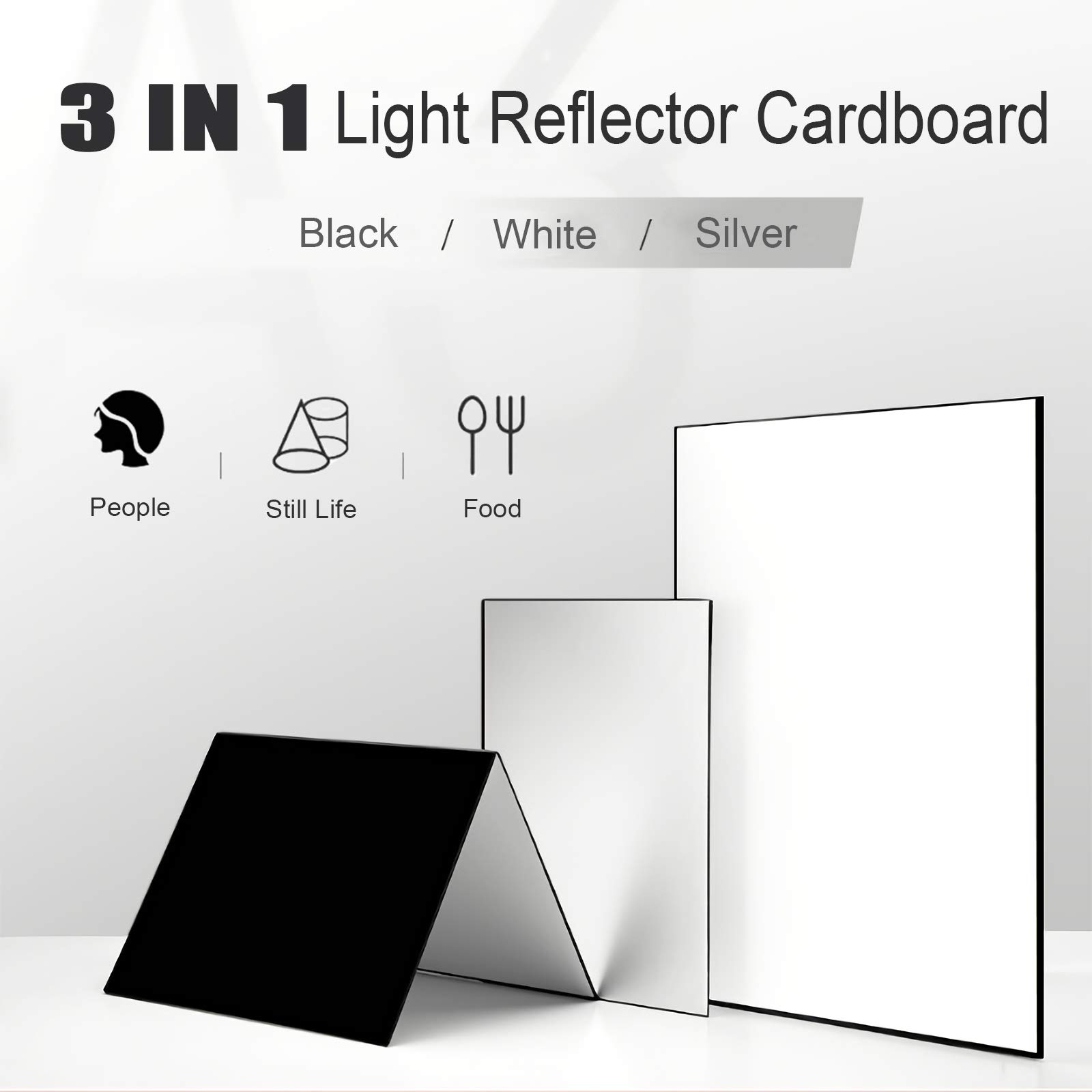 Pannelli Riflettenti 3 In 1 - 2 Pezzi 21x29 Cm, Oro/Argento/Bianco/Nero, Per Foto Di Prodotti E Still Life - Foto 3