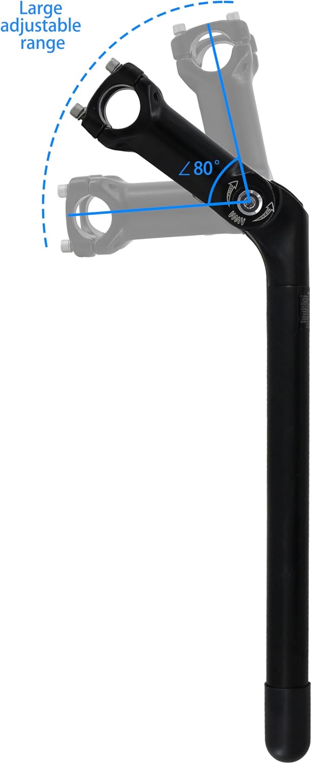 Adjustable Bike Stem, 13 inch Length, 80 Degree Adjustable Range, Aluminum Alloy, Dual Clamp Size 25.4/31.8mm