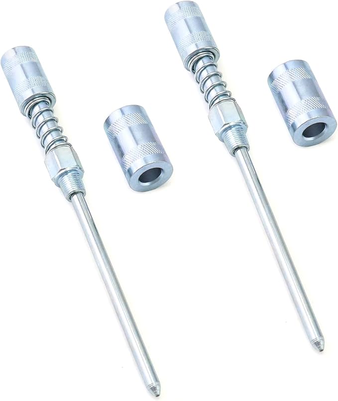 QWORK 4" Needle Nose Grease Gun Adapter, 2 Pack Hardened