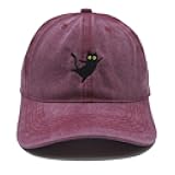 Embroidered Funny Black Cat Baseball Caps for Men Women.