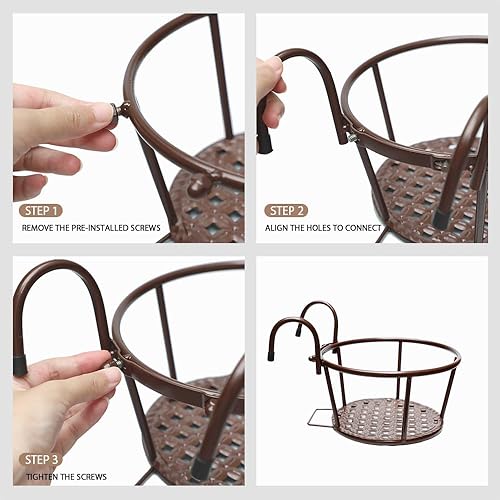 Miniatura 3 de Iron Art - Cesta colgante de maceta de metal para colgar macetas de interior, paquete de 3 plantas al aire libre, perfectas para porches y