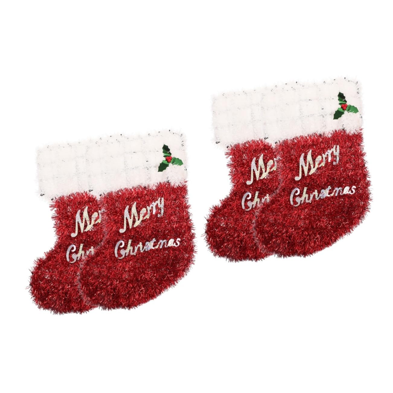 Chaussettes de Noël suspendre lot de 2 déco maison originale à franges