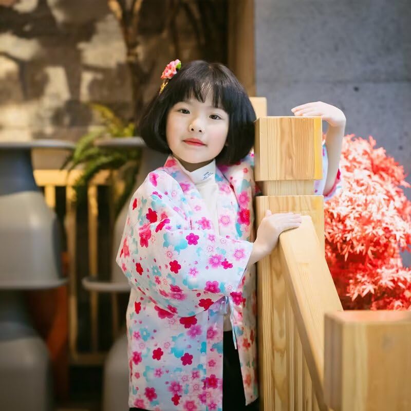 Girls Hanten Jacket Winter Soft Warm Cotton Cute Floral Print Kids Japanese Kimono Style Outer Coat3