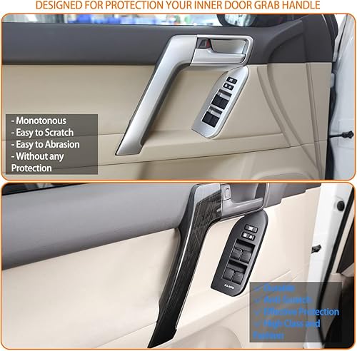 Miniatura 2 de Fgtagtal Cubierta para manija interior de puerta de ToyotLand Cruiser Prado FJ150 150 2010-2018, cubierta de protección de manija interior de puerta