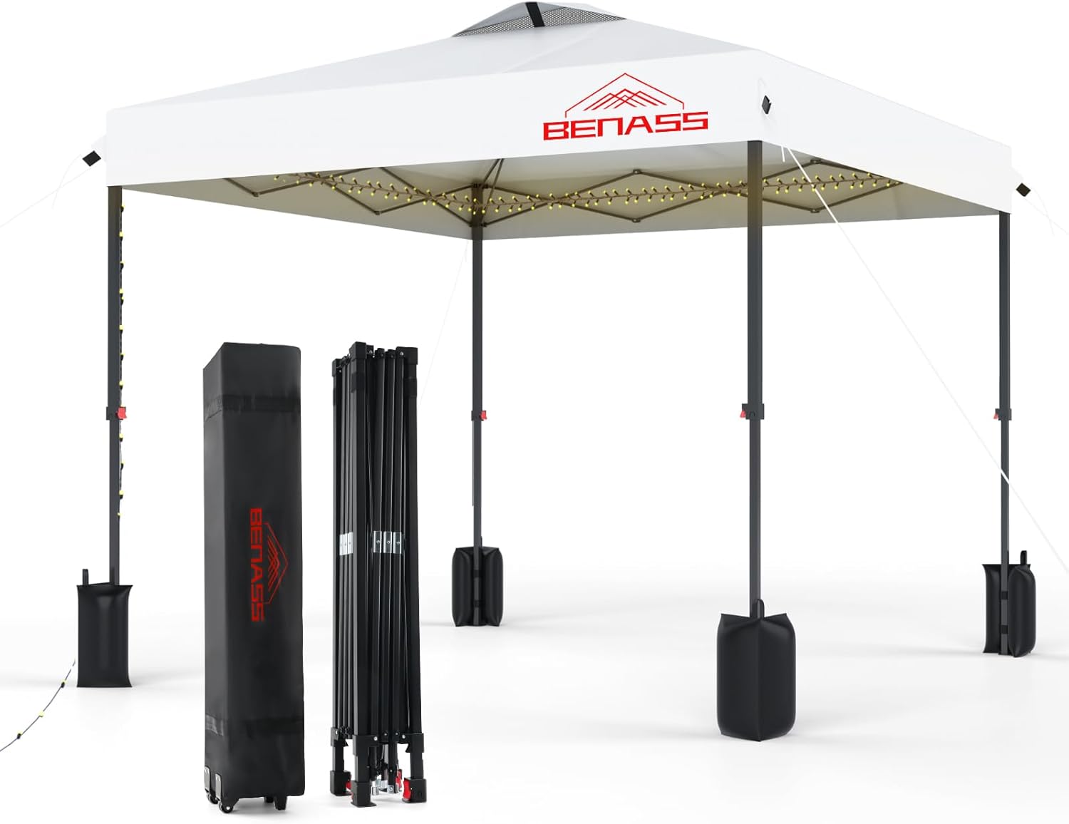 10x10 Pop Up Canopy, Easy Up Canopy Tent, Heavy Duty Tents for Parties, One Person Set Up Event Tent, White 10x10 Silver-coated White