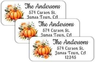 60 Personalized Return Address Labels for Your Graduation, Wedding, Christams Cards. Great for Invitations and Announcements. Thanksgiving, Fall, Autumn Themed.