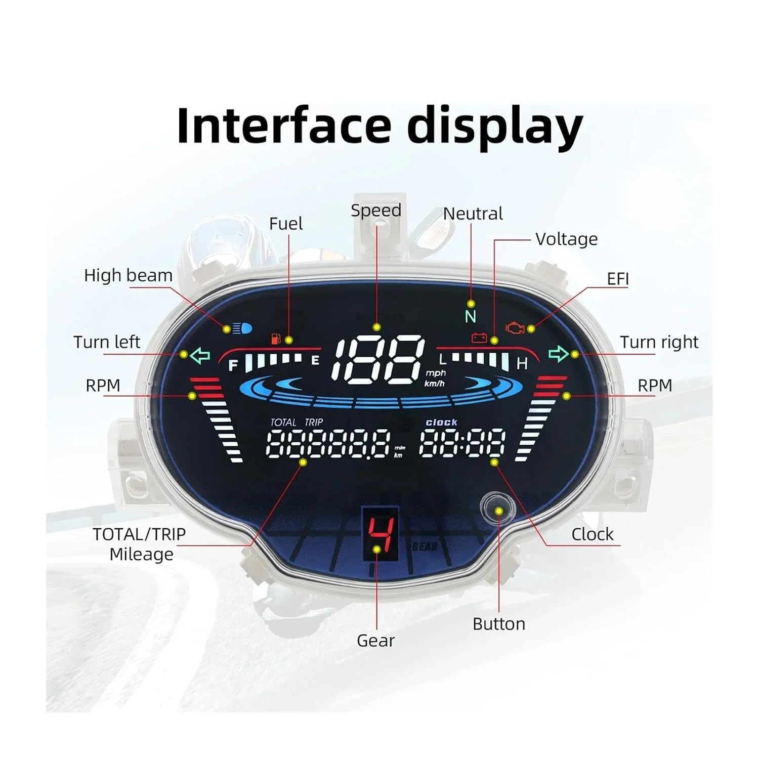 Digita Meter Motorcycle Speedometer Odometer 1FDH35101000 for 115