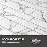 Vista 6 de Art3d Protector contra salpicaduras de 10 hojas, 12 pulgadas x 12 pulgadas, diseño de mármol blanco