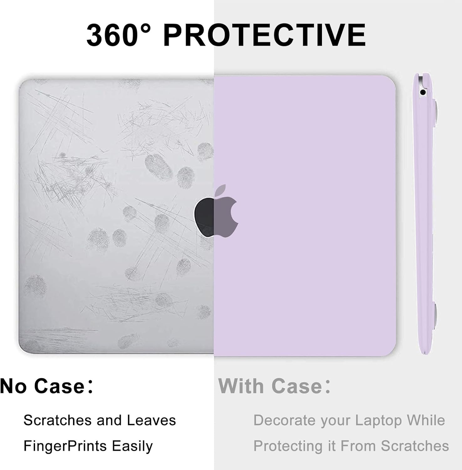B BELK Compatible with MacBook Air 13 inch Case M1, MacBook Air Case 2021 2020 2019 2018 A2337 A2179 A1932 Touch ID, Plastic Laptop Hard Shell + 2 Keyboard Covers + Screen Protector, Lavender Purple - Image 3