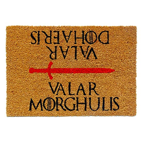 KOKO DOORMATS Felpudo Entrada casa Originales, Felpudo Original Valar Morghulis |Felpudos Originales y Divertidos para Entrada casa Puerta, terraza o jardín | Fibra de Coco y PVC | 40x60x1.5 cm