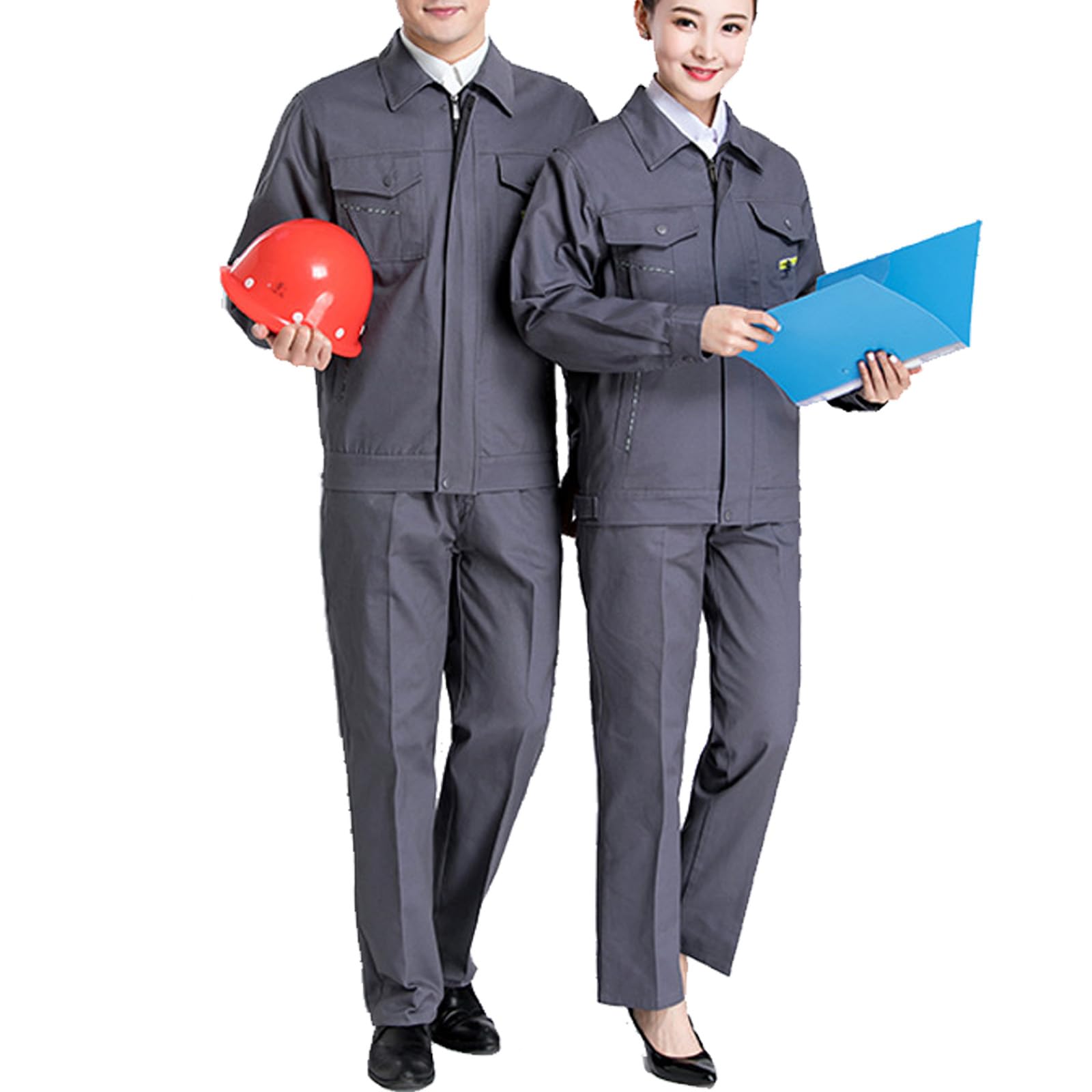 Zip Front Overol De Trabajo Para Hombres Mujer Workwear Jacket & Pants Suit Ropa De Trabajo